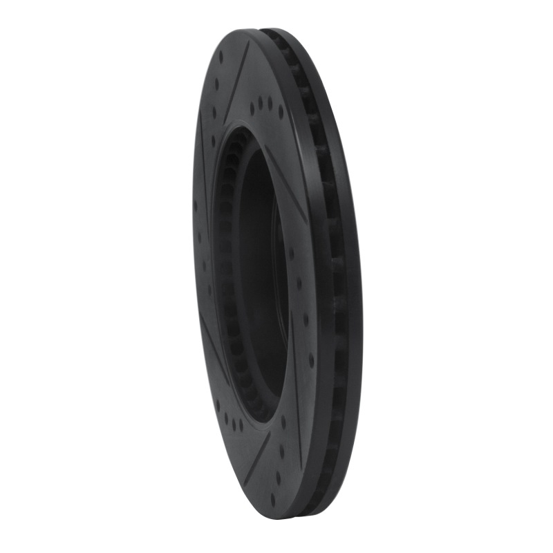Nissan Sentra Brake Rotor (1) - Front Right - R1 Concepts - Drilled & Slotted - Black - `13-`19